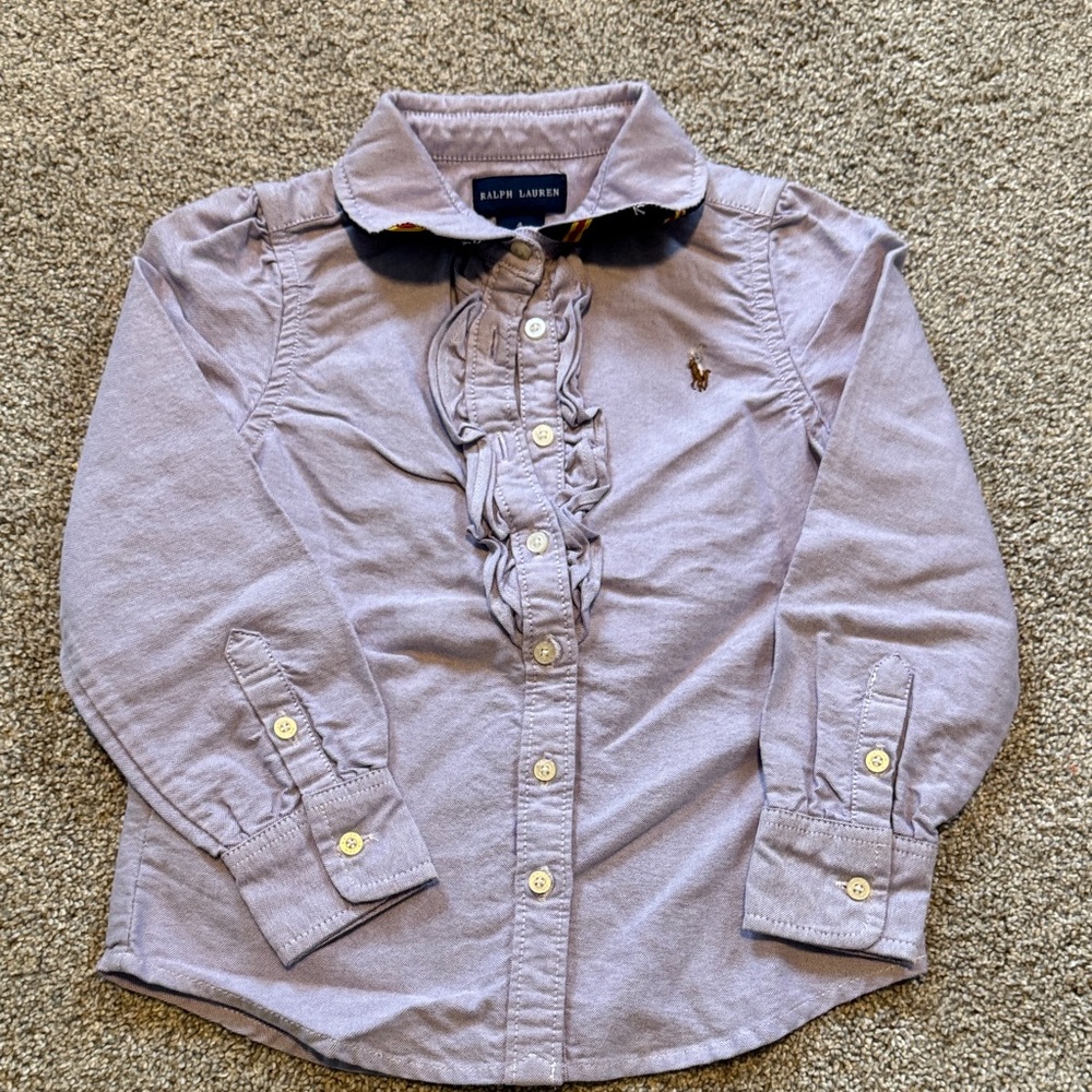 Ralph Lauren Girls Ruffled cotton Oxford shirt
